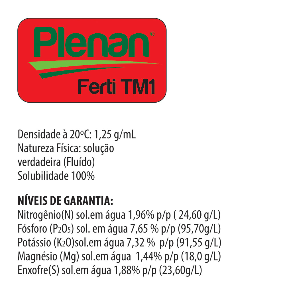 Plenan Ferti TM1 - Solução Nutritiva - Adubo Liquido